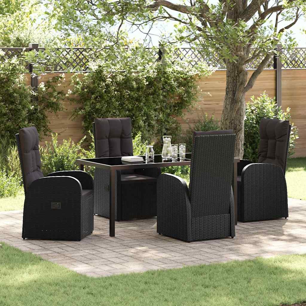 Garten Essgruppe mit Kissen 5 pcs Schwarz Poly-Rattan