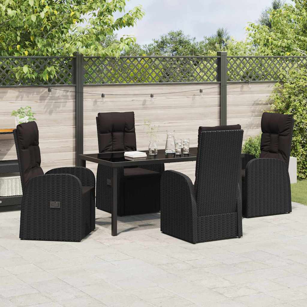 Garten Essgruppe mit Kissen 5 pcs Schwarz Poly-Rattan