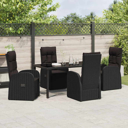 Garten Essgruppe mit Kissen 5 pcs Schwarz Poly-Rattan