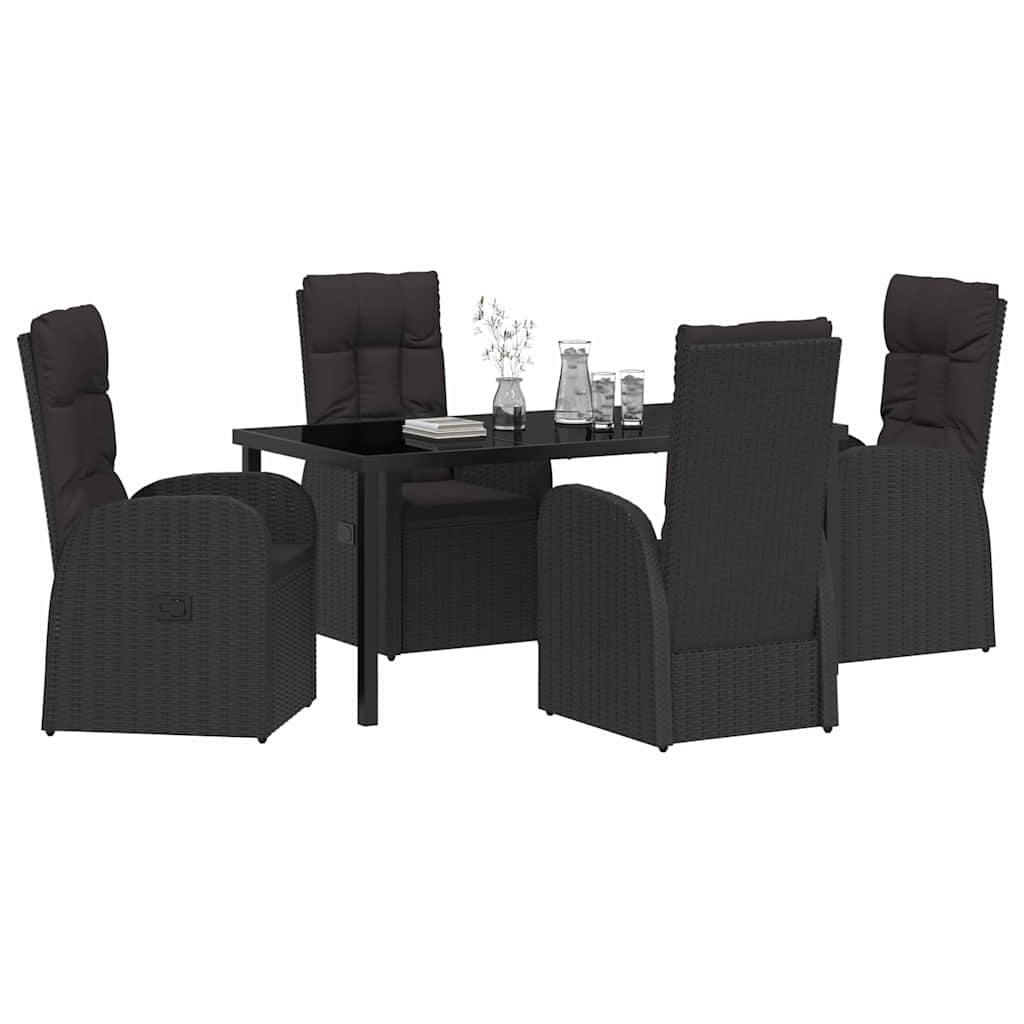 Garten Essgruppe mit Kissen 5 pcs Schwarz Poly-Rattan