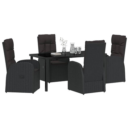 Garten Essgruppe mit Kissen 5 pcs Schwarz Poly-Rattan