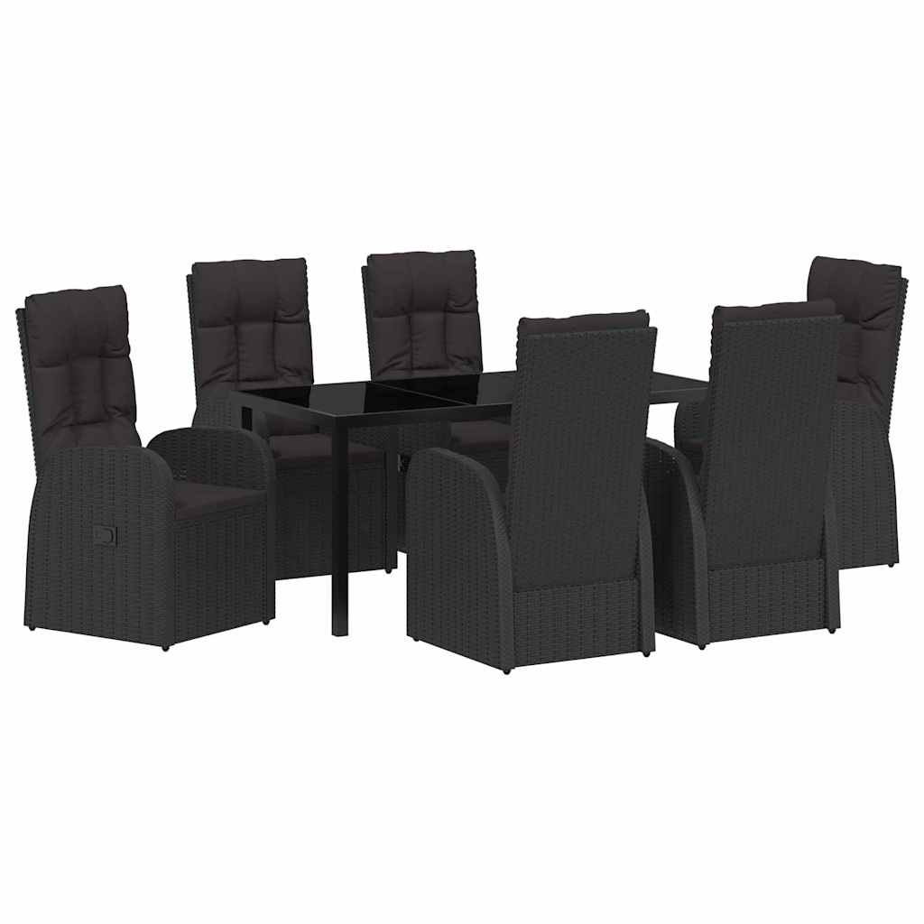 Garten Essgruppe mit Kissen 7 pcs Schwarz Poly-Rattan