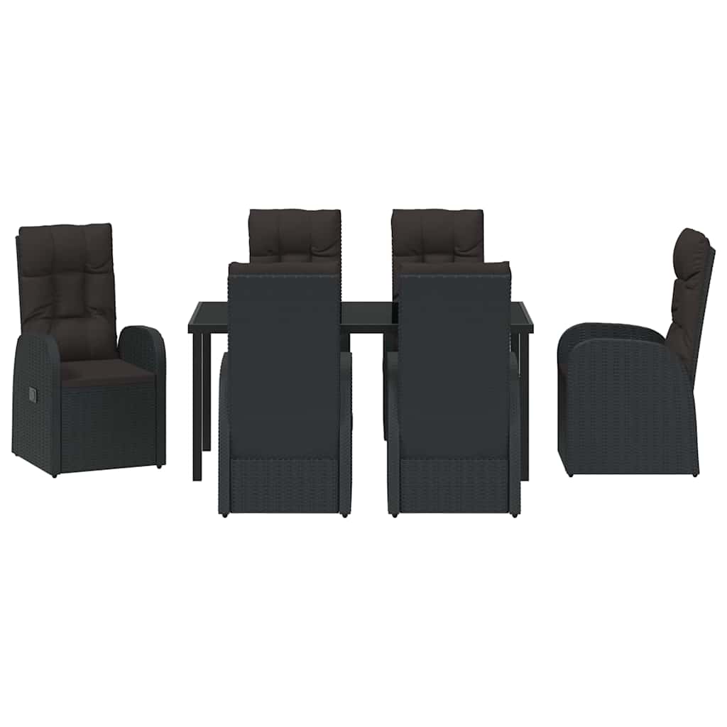 Garten Essgruppe mit Kissen 7 pcs Schwarz Poly-Rattan