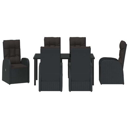 Garten Essgruppe mit Kissen 7 pcs Schwarz Poly-Rattan