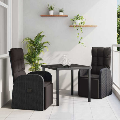 Garten Essgruppe mit Kissen 3 pcs Schwarz Poly-Rattan