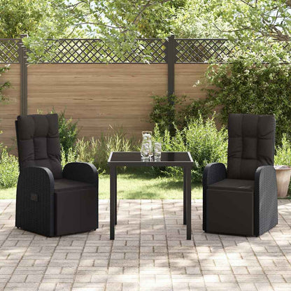 Garten Essgruppe mit Kissen 3 pcs Schwarz Poly-Rattan