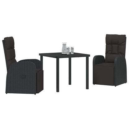 Garten Essgruppe mit Kissen 3 pcs Schwarz Poly-Rattan