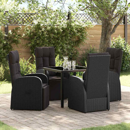 Garten Essgruppe mit Kissen 5 pcs Schwarz Poly-Rattan