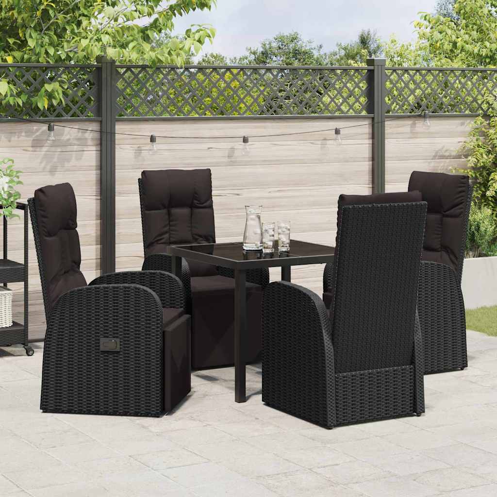 Garten Essgruppe mit Kissen 5 pcs Schwarz Poly-Rattan