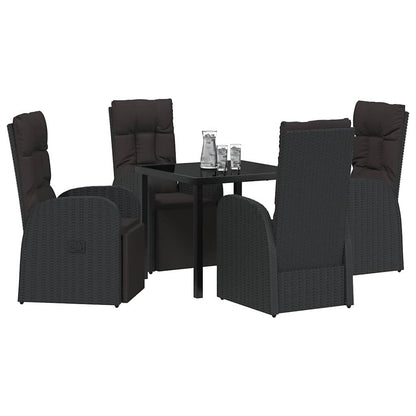 Garten Essgruppe mit Kissen 5 pcs Schwarz Poly-Rattan