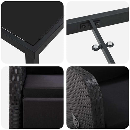 Garten Essgruppe mit Kissen 5 pcs Schwarz Poly-Rattan