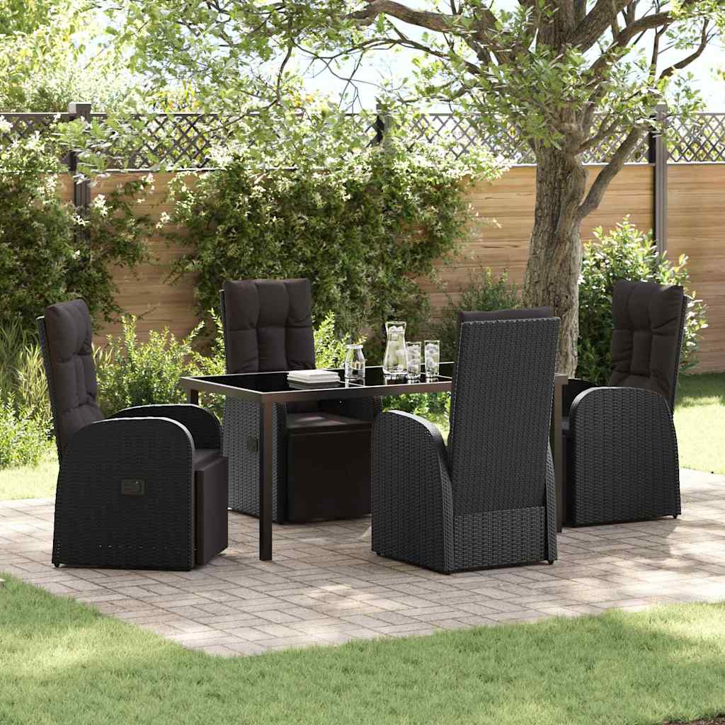 Garten Essgruppe mit Kissen 5 pcs Schwarz Poly-Rattan