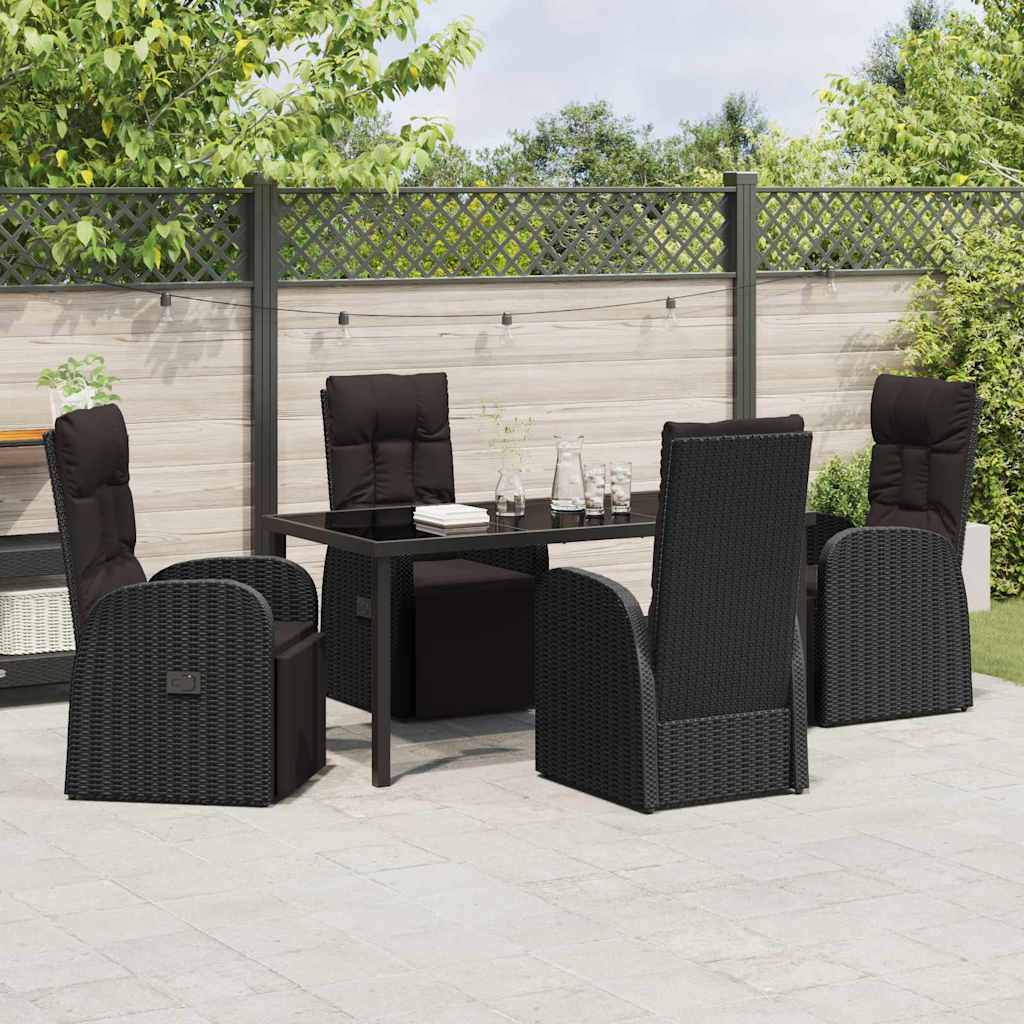 Garten Essgruppe mit Kissen 5 pcs Schwarz Poly-Rattan