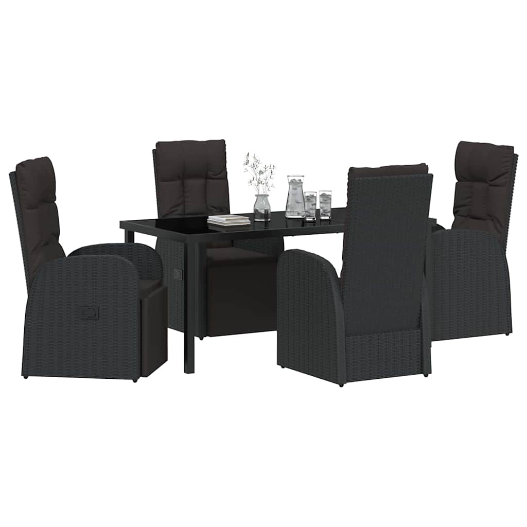 Garten Essgruppe mit Kissen 5 pcs Schwarz Poly-Rattan