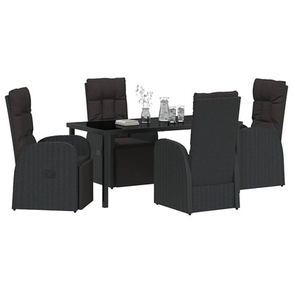Garten Essgruppe mit Kissen 5 pcs Schwarz Poly-Rattan