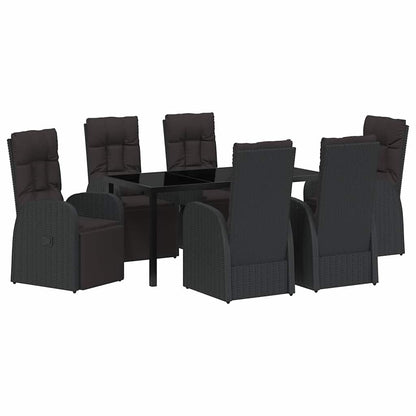 Garten Essgruppe mit Kissen 7 pcs Schwarz Poly-Rattan