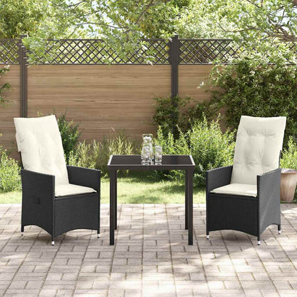 Garten Essgruppe mit Kissen 3 pcs Schwarz Poly Rattan