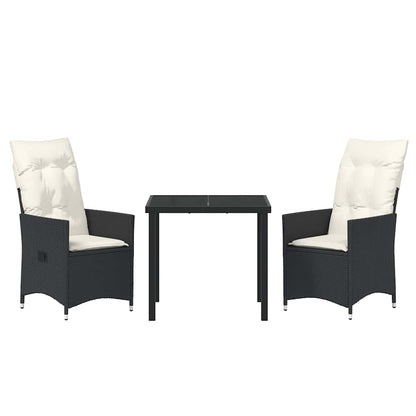 Garten Essgruppe mit Kissen 3 pcs Schwarz Poly Rattan