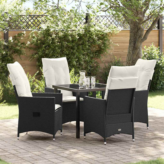 Garten Essgruppe mit Kissen 5 pcs Schwarz Poly Rattan