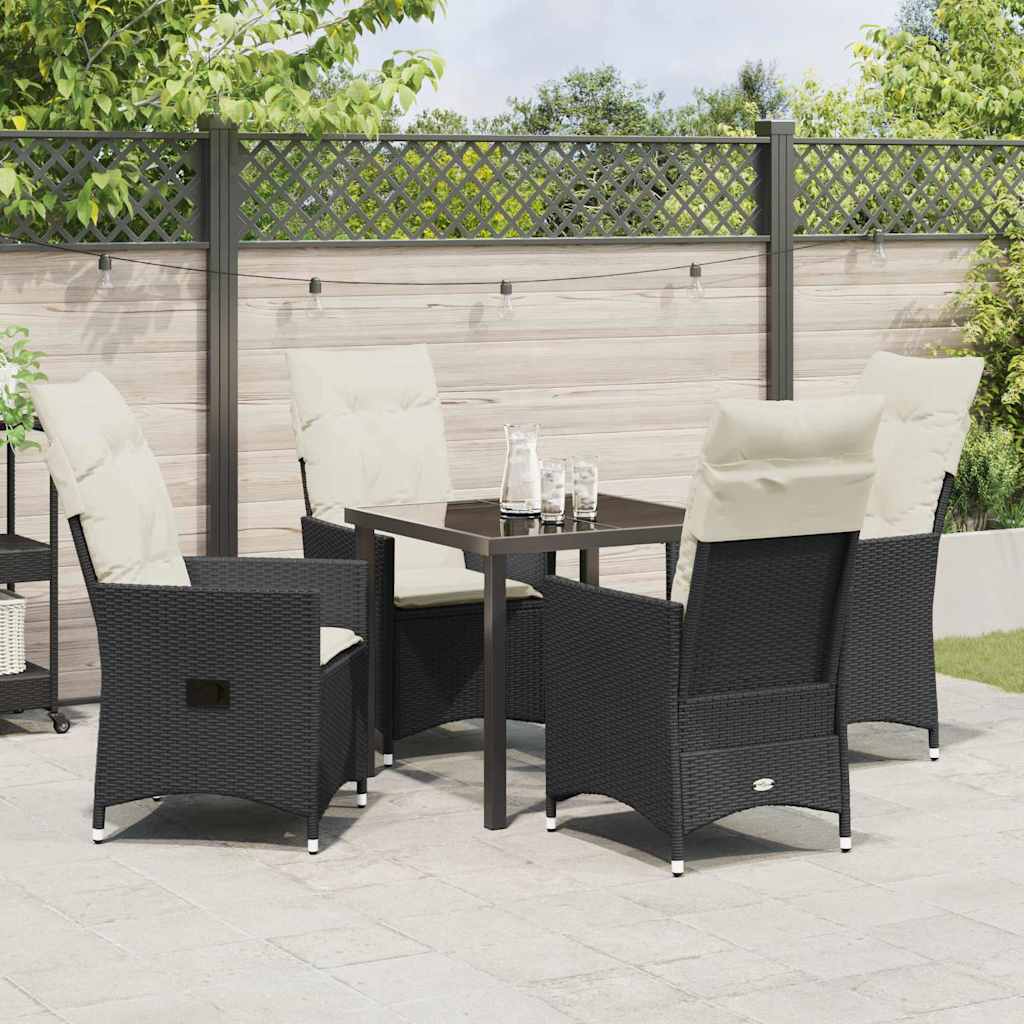 Garten Essgruppe mit Kissen 5 pcs Schwarz Poly Rattan