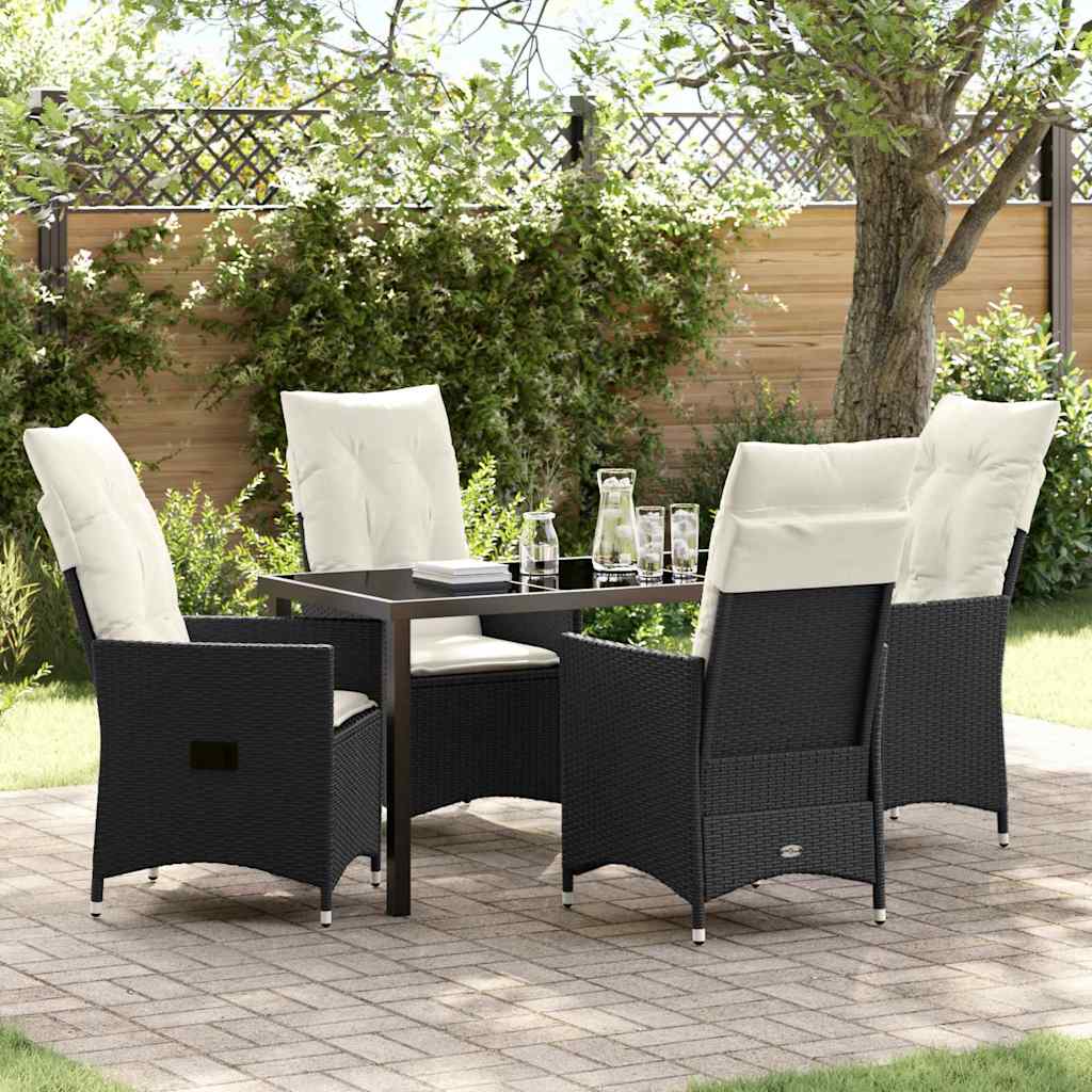 Garten Essgruppe mit Kissen 5 pcs Schwarz Poly Rattan