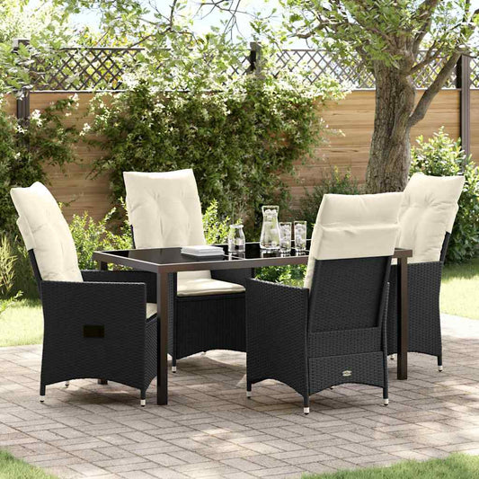 Garten Essgruppe mit Kissen 5 pcs Schwarz Poly Rattan