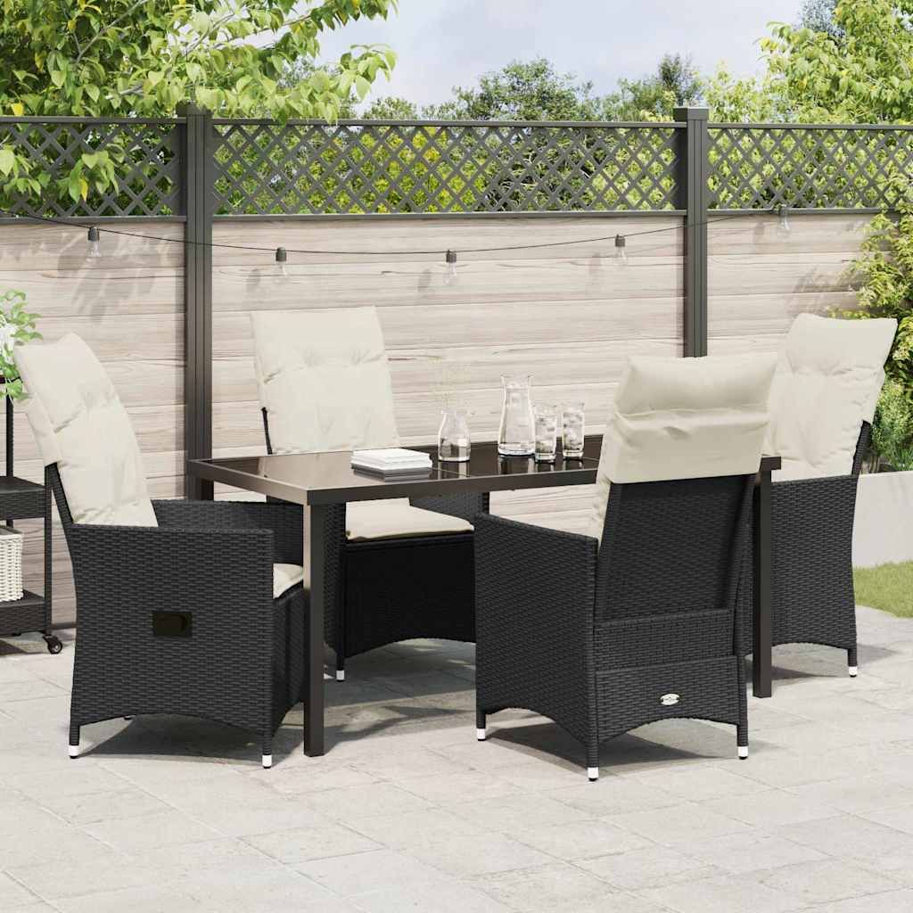 Garten Essgruppe mit Kissen 5 pcs Schwarz Poly Rattan