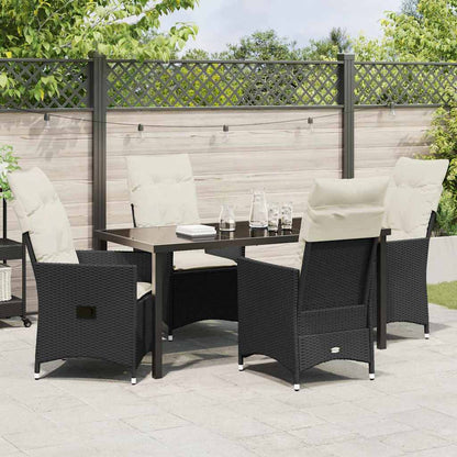 Garten Essgruppe mit Kissen 5 pcs Schwarz Poly Rattan
