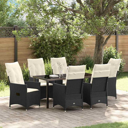 Garten Essgruppe mit Kissen 7 pcs Schwarz Poly Rattan