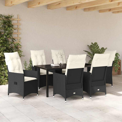 Garten Essgruppe mit Kissen 7 pcs Schwarz Poly Rattan
