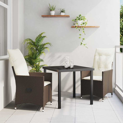 Garten Essgruppe mit Kissen 3 pcs Braun Poly Rattan