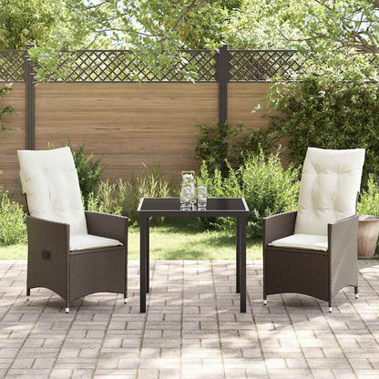 Garten Essgruppe mit Kissen 3 pcs Braun Poly Rattan