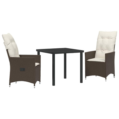Garten Essgruppe mit Kissen 3 pcs Braun Poly Rattan