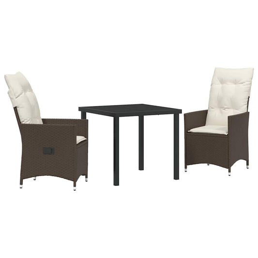 Garten Essgruppe mit Kissen 3 pcs Braun Poly Rattan