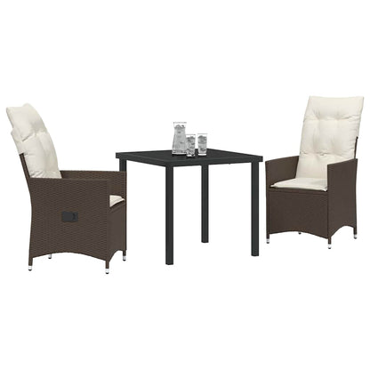 Garten Essgruppe mit Kissen 3 pcs Braun Poly Rattan