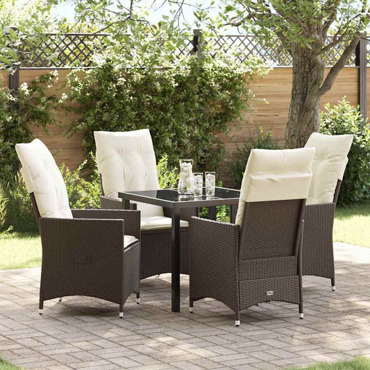 Garten Essgruppe mit Kissen 5 pcs Braun Poly Rattan