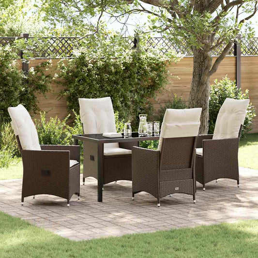 Garten Essgruppe mit Kissen 5 pcs Braun Poly Rattan