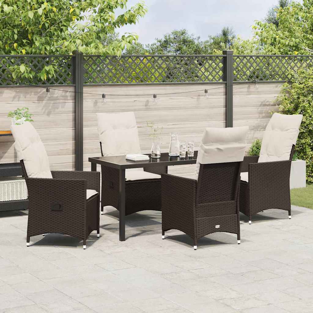 Garten Essgruppe mit Kissen 5 pcs Braun Poly Rattan