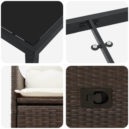 Garten Essgruppe mit Kissen 7 pcs Braun Poly Rattan