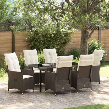 Garten Essgruppe mit Kissen 7 pcs Braun Poly Rattan