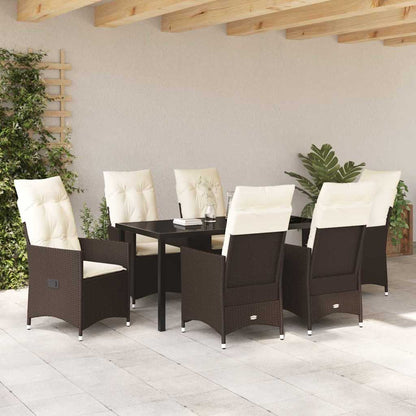 Garten Essgruppe mit Kissen 7 pcs Braun Poly Rattan