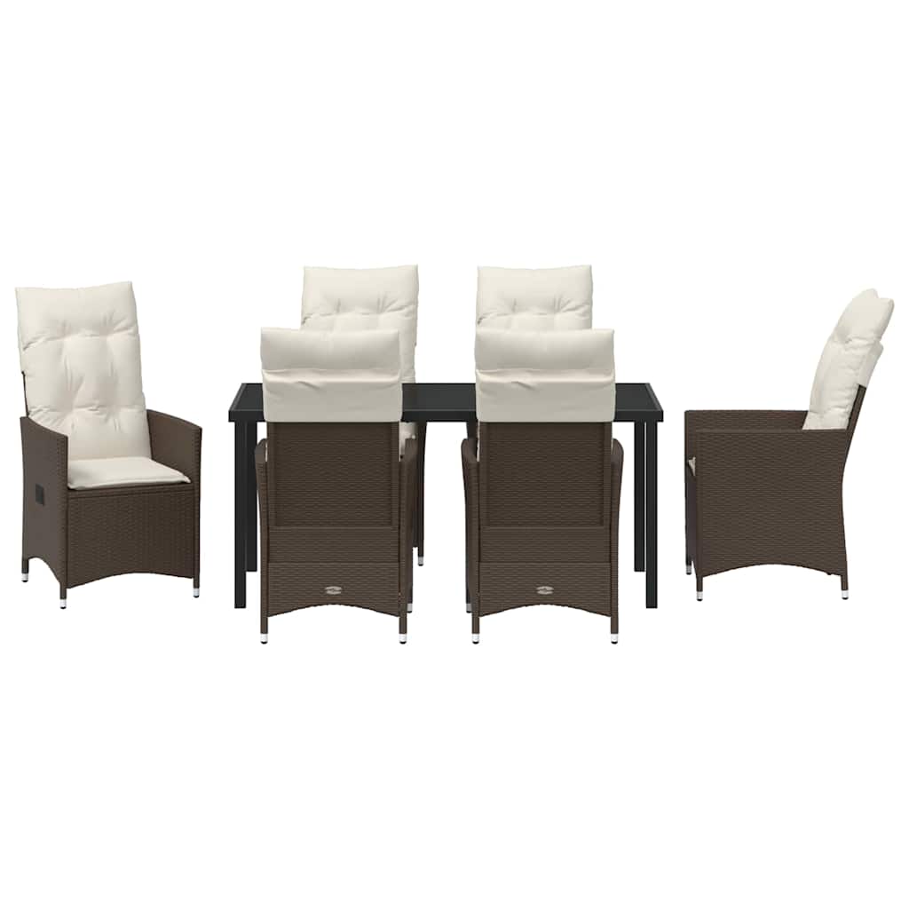 Garten Essgruppe mit Kissen 7 pcs Braun Poly Rattan