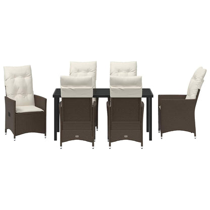 Garten Essgruppe mit Kissen 7 pcs Braun Poly Rattan