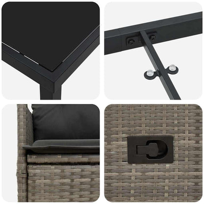 Garten Essgruppe mit Kissen 3 pcs Grau Poly Rattan