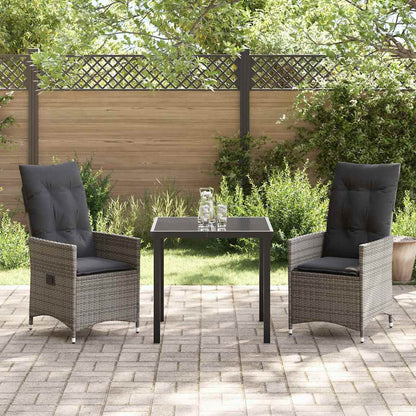 Garten Essgruppe mit Kissen 3 pcs Grau Poly Rattan