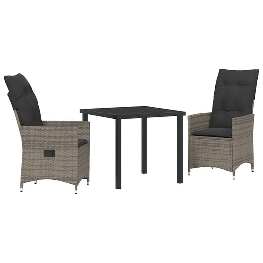 Garten Essgruppe mit Kissen 3 pcs Grau Poly Rattan