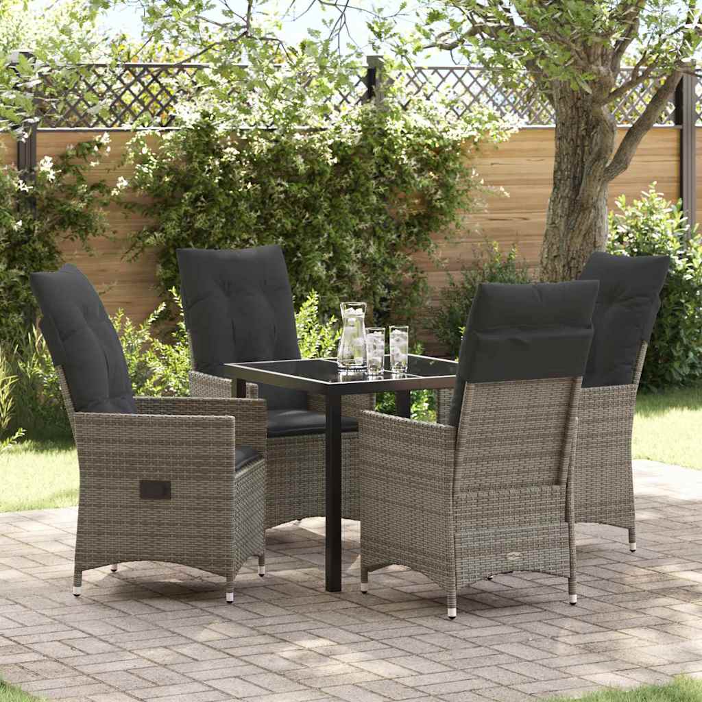 Garten Essgruppe mit Kissen 5 pcs Grau Poly Rattan