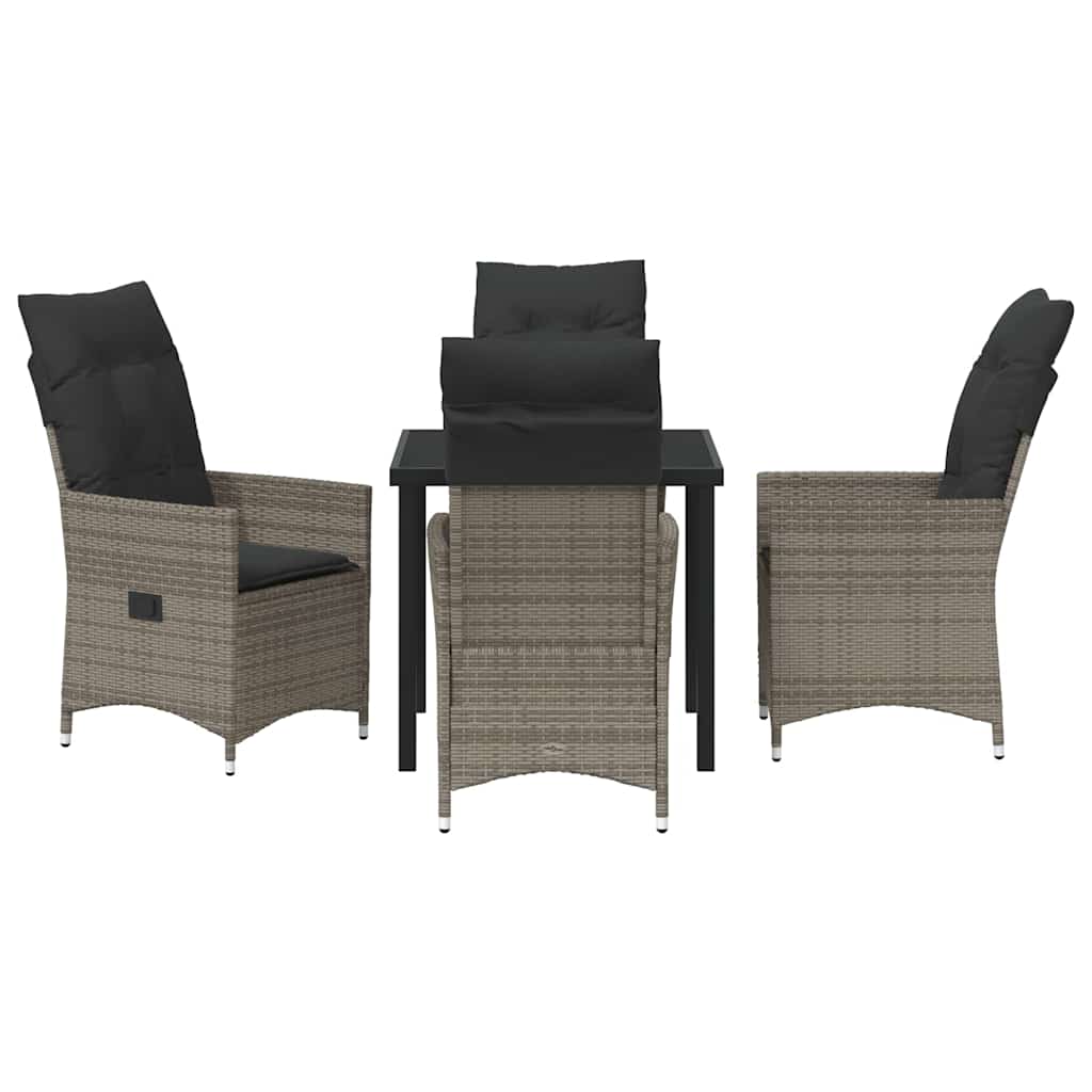 Garten Essgruppe mit Kissen 5 pcs Grau Poly Rattan