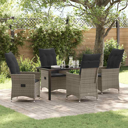 Garten Essgruppe mit Kissen 5 pcs Grau Poly Rattan