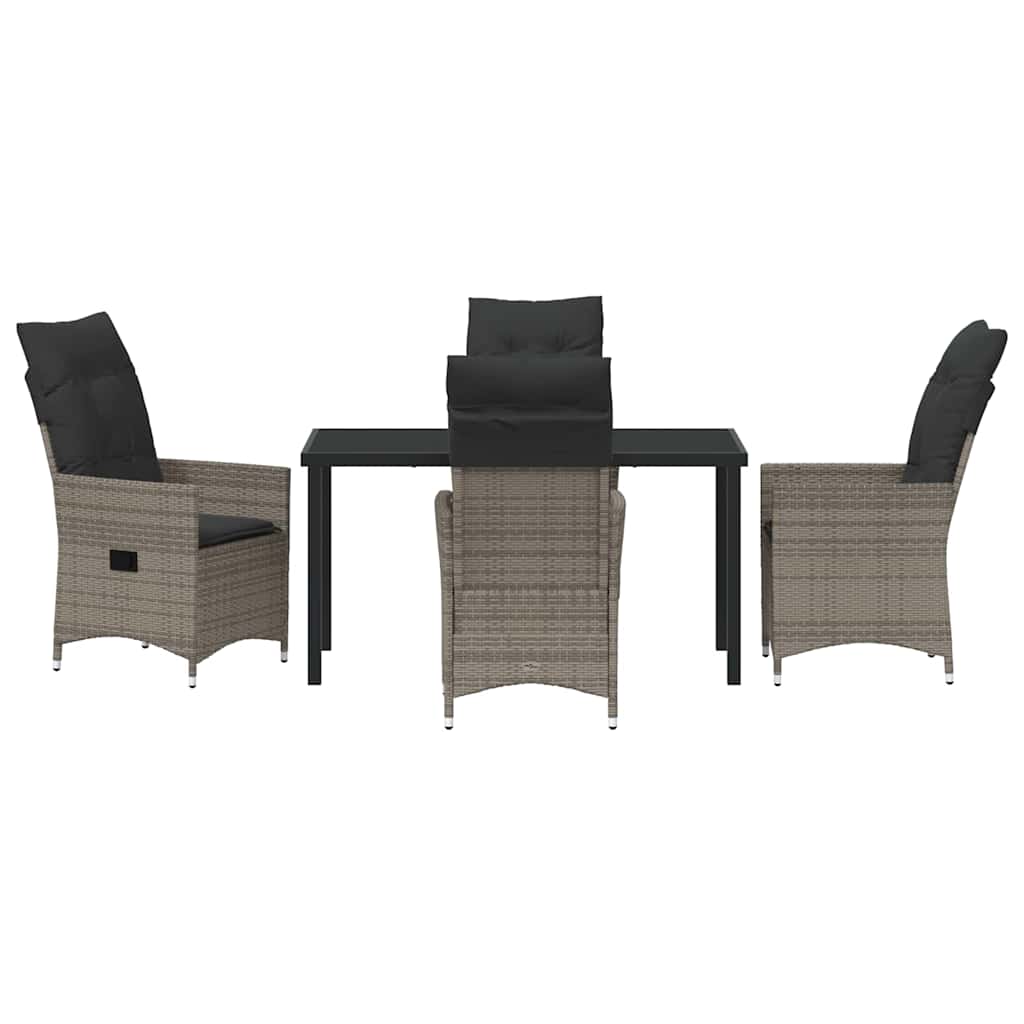 Garten Essgruppe mit Kissen 5 pcs Grau Poly Rattan